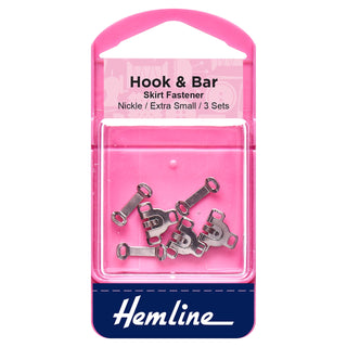 Hemline Extra Small Nickel Hook and Bar 3 Pack