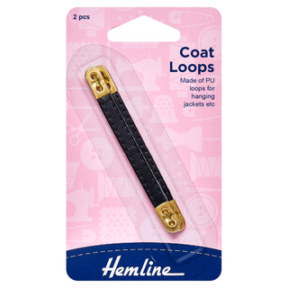 Hemline Strong Black Leather Coat Loops 2 Pack