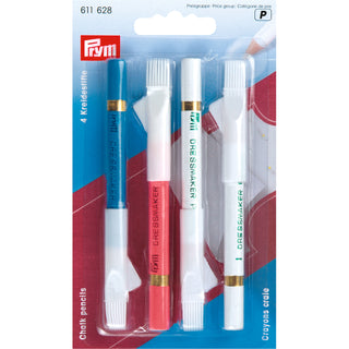 Prym Chalk Pencils + Brush (white/pink/blue)