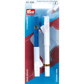 Prym Chalk Pencils and Brush White/Blue - 2 Pieces