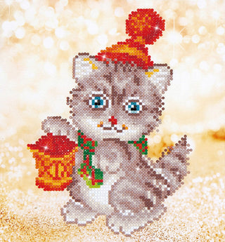 Diamond Dotz Christmas Kitten Glow Diamond Painting Kit