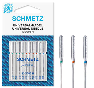 Sewing Machine Needles: Universal: Assorted: 70(10)-90(14): 10 Pieces