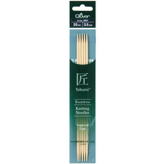 Clover Takumi Bamboo Knitting Needles Double Pointed - 20cm (Various Sizes)