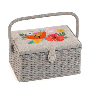 Hobby Gift Medium Sewing Box with Embroidered Lid - Wildflowers