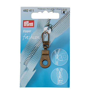 Prym Fashion Classic Eyelet Zip Puller - Antique Brass