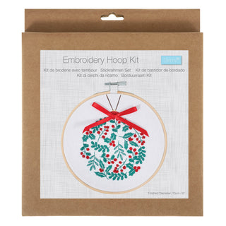 Trimits Embroidery Kit with Hoop: Holly Berry Bauble