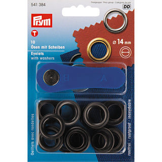 Prym Eyelets and Washers 14mm Black