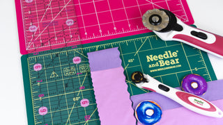 Needle and Bear 9" x 12" (A4) Double Sided Self Healing Cutting Mat - Pink