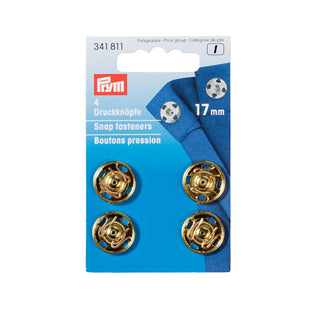 Prym Brass Sew-On Snap Fasteners 17mm Gold