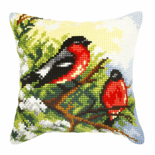 Orchidea Cross Stitch Kit: Cushion: Large: Bullfinches