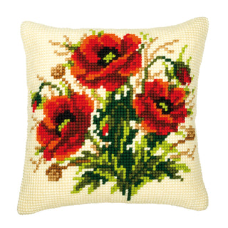 Vervaco Red Poppies Cushion Cross Stitch Kit