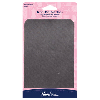 Hemline Iron-On Cotton Twill Patches 10cm x 15cm - Light Grey