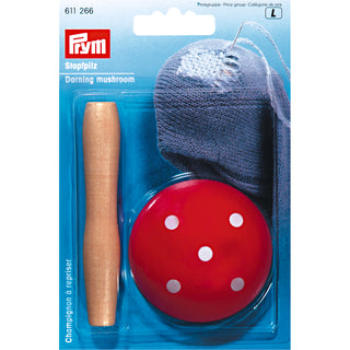 Prym Natural Hardwood Darning Mushroom - Lacquered, Toadstool Pattern