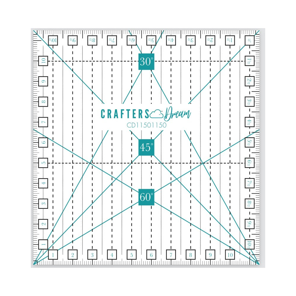 Dream Ruler Crafters Dream Non-Slip Centimetre Quilting Ruler - 11.5cm x 11.5cm ...