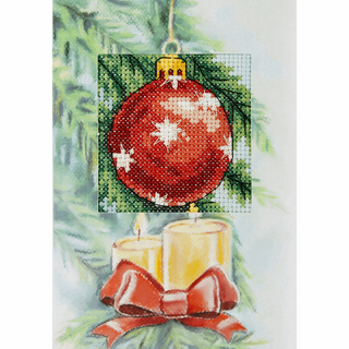 Orchidea Counted Cross Stitch Kit: Greetings Card: Red Bauble