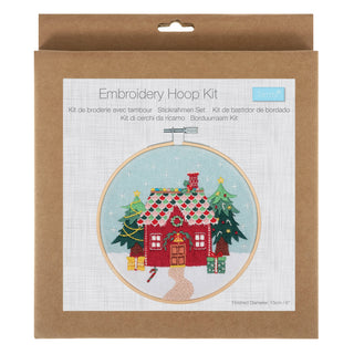 Trimits Embroidery Kit with Hoop: Christmas Cottage