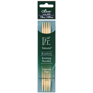 Clover Takumi Bamboo Knitting Needles Double Pointed 16cm - 4.00mm