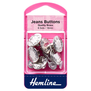 Hemline Nickel Jeans Buttons 16mm