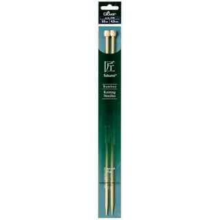 Clover Takumi Bamboo Knitting Needles Single Pointed - 33cm (Various Sizes)