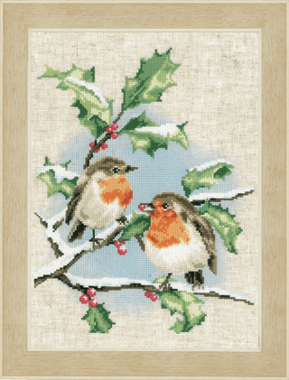 Vervaco Counted Cross Stitch Kit: Winter Robins