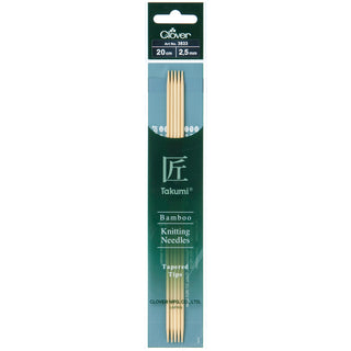 Clover Takumi Bamboo Knitting Needles Double Pointed - 20cm (Various Sizes)