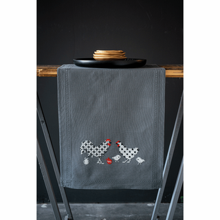 Vervaco Embroidery Kit: Table Runner: Rooster and Chicken