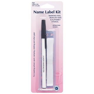 Hemline Name Label Kit - Iron-On Tape with Pen and Stencil