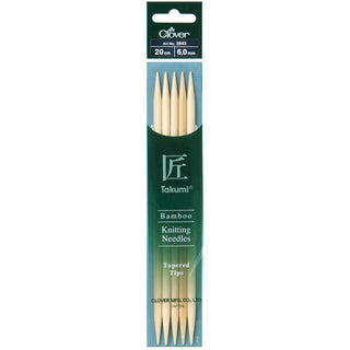 Clover Takumi Bamboo Knitting Needles Double Pointed - 20cm (Various Sizes)
