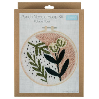 Trimits Punch Needle Kit Yarn and Hoop Foliage Floral