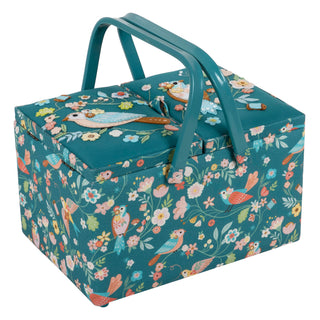 Hobby Gift Sewing Box (L): Twin Lid: Appliqué: Bird Aviary
