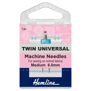 Hemline Twin Universal Machine Needle 100/16 (6mm)