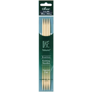 Clover Takumi Bamboo Knitting Needles Double Pointed - 20cm (Various Sizes)