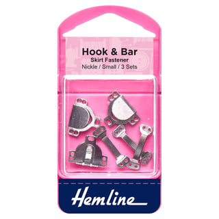 Hemline Small Nickel Hook and Bar 3 Pack