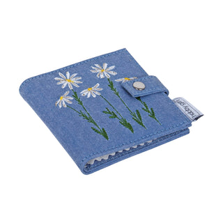 Hobby Gift Needle Case & Scissors: Embroidered: Denim Daisies