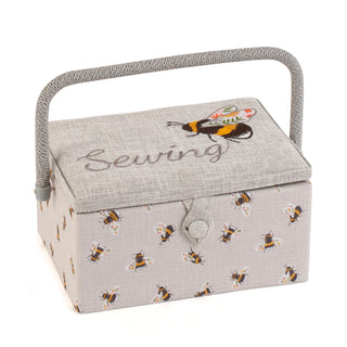 Hobby Gift Medium Sewing Box with Embroidered Lid - Sewing Bee