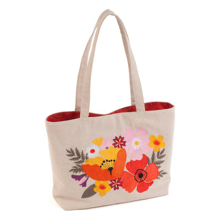 Hobby Gift Medium Embroidered Shoulder Tote Craft Bag - Wildflowers