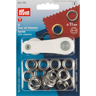 Prym Eyelets and Washers 11mm Silver