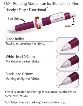 Sewline Trio Multi Function Roller Ball Marking Pencil