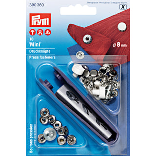 Prym Silver-Coloured Non-Sew Mini Press Fastener 8mm - 10 Pieces