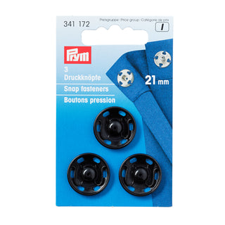 Prym Brass Sew-On Snap Fasteners 21mm Black
