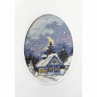 Orchidea Cross Stitch Kit: Greetings Card: Twilight Cottage