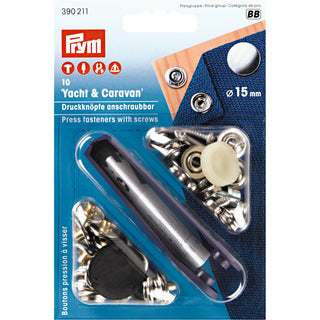 Prym Yacht and Caravan Non-Sew Screw-On Snap Fasteners Silver