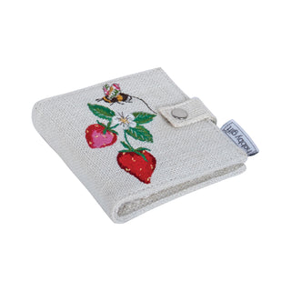 Hobby Gift Needle Case & Scissors: Embroidered: Natural Strawberries