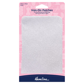 Hemline Iron-On Cotton Twill Patches 10cm x 15cm - White