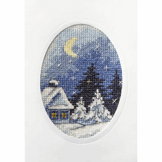 Orchidea Cross Stitch Kit: Greetings Card: Twilight Winter Scene