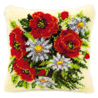 Vervaco Poppies Bouquet Cushion Latch Hook Kit