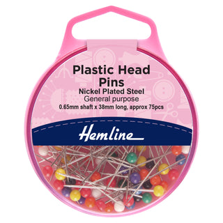 Hemline Nickel Plastic Head Pins 38mm