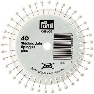 Prym Pearl Headed Pins Silver Coloured 40mm