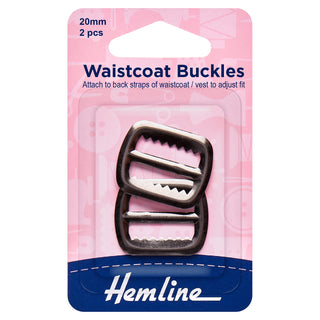 Hemline Gunmetal Vest/Waistcoat Buckles 20mm - 2 Pack