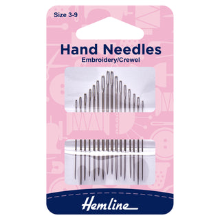 Hemline Embroidery/Crewel Hand Sewing Needles 3-9